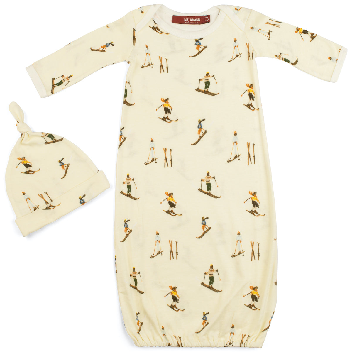 Milkbarn - Organic Gown + Hat Natural Vintage Ski Set