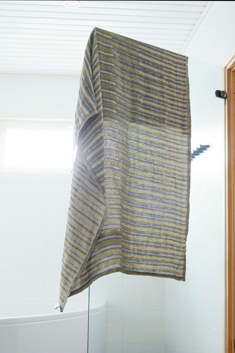 Lapuan  - Taito linen towel- Green/Grey 46x60cm