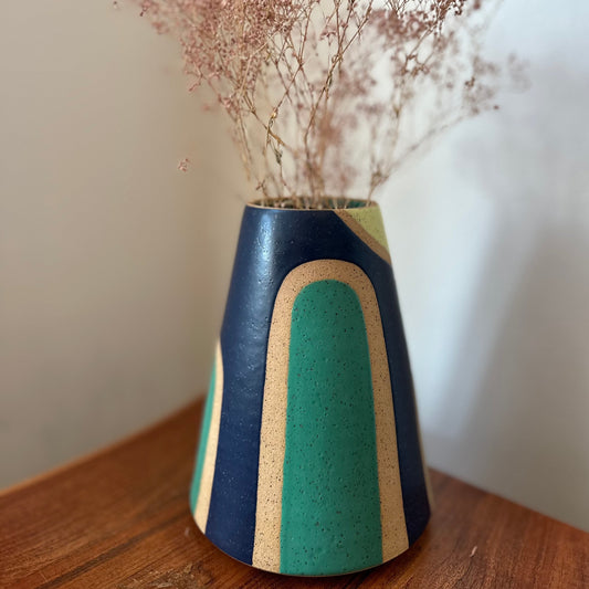 Jocelyn Miller - Phases Vase - midnight blue, green, and yellow