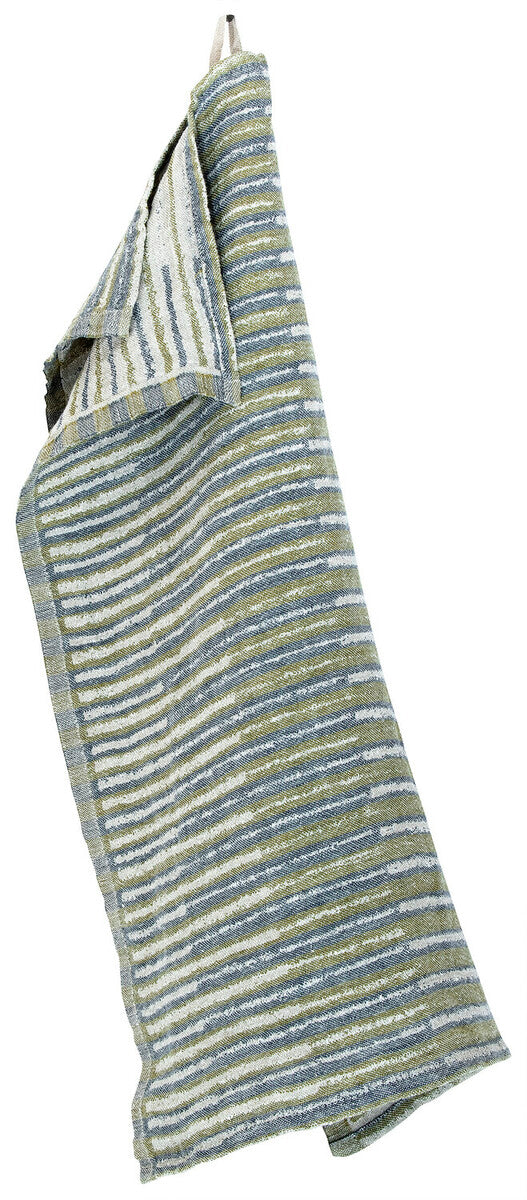 Lapuan  - Taito linen towel- Green/Grey 46x60cm